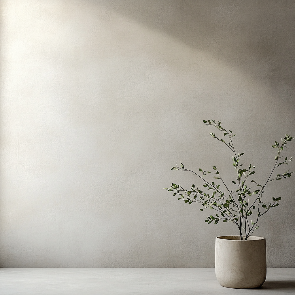 A Delicate Potted Plant Against Soft Wall Background