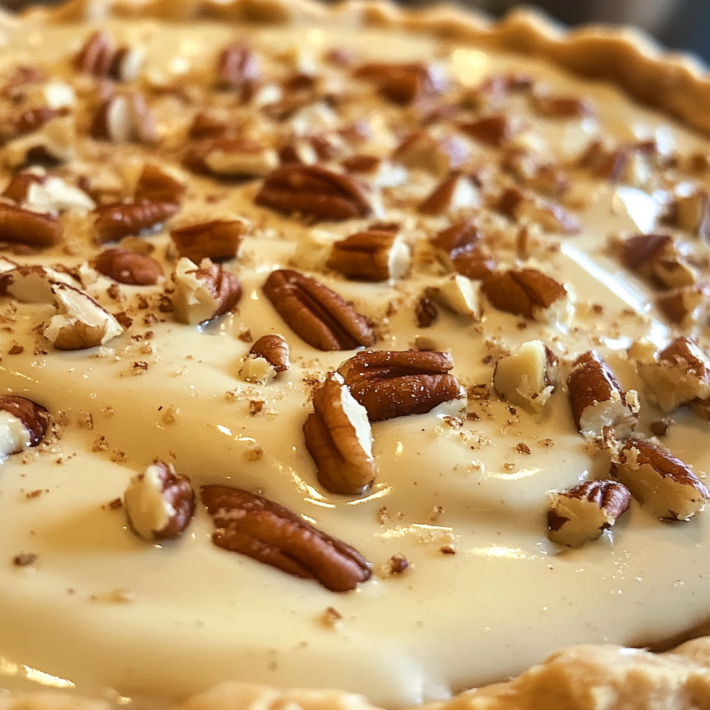 A Delicious Close-up of Pecan Cream Pie