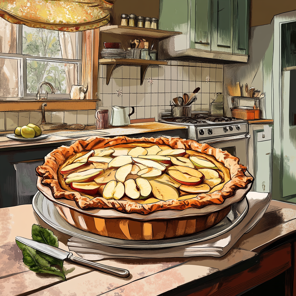 A Delicious Homemade Apple Pie in a French Kitchen