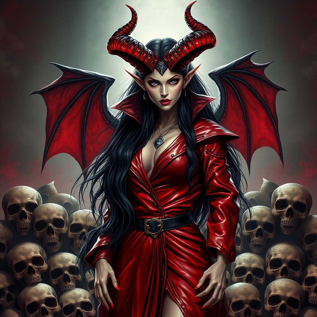 A Demonic Queen of Hell with Skulls.