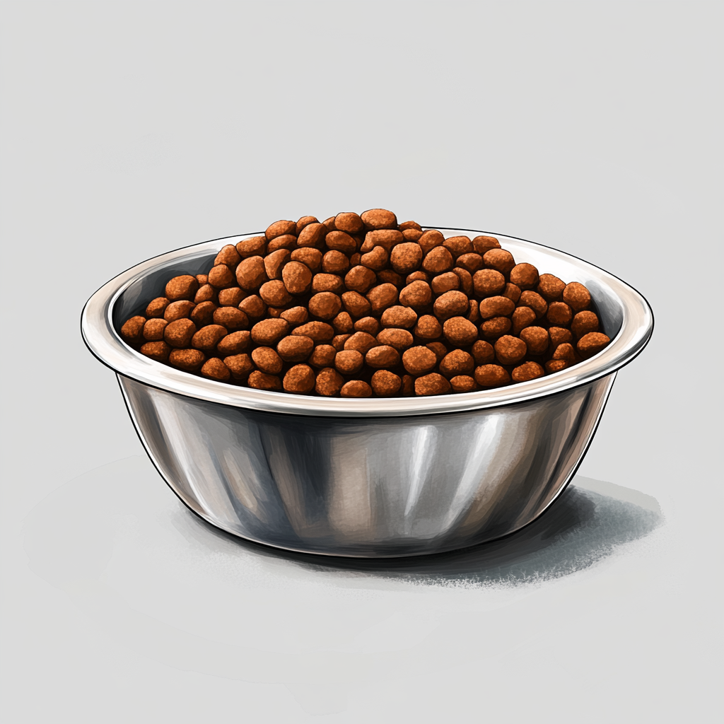 A Detailed Watercolor Clipart of Cat Food Bowl