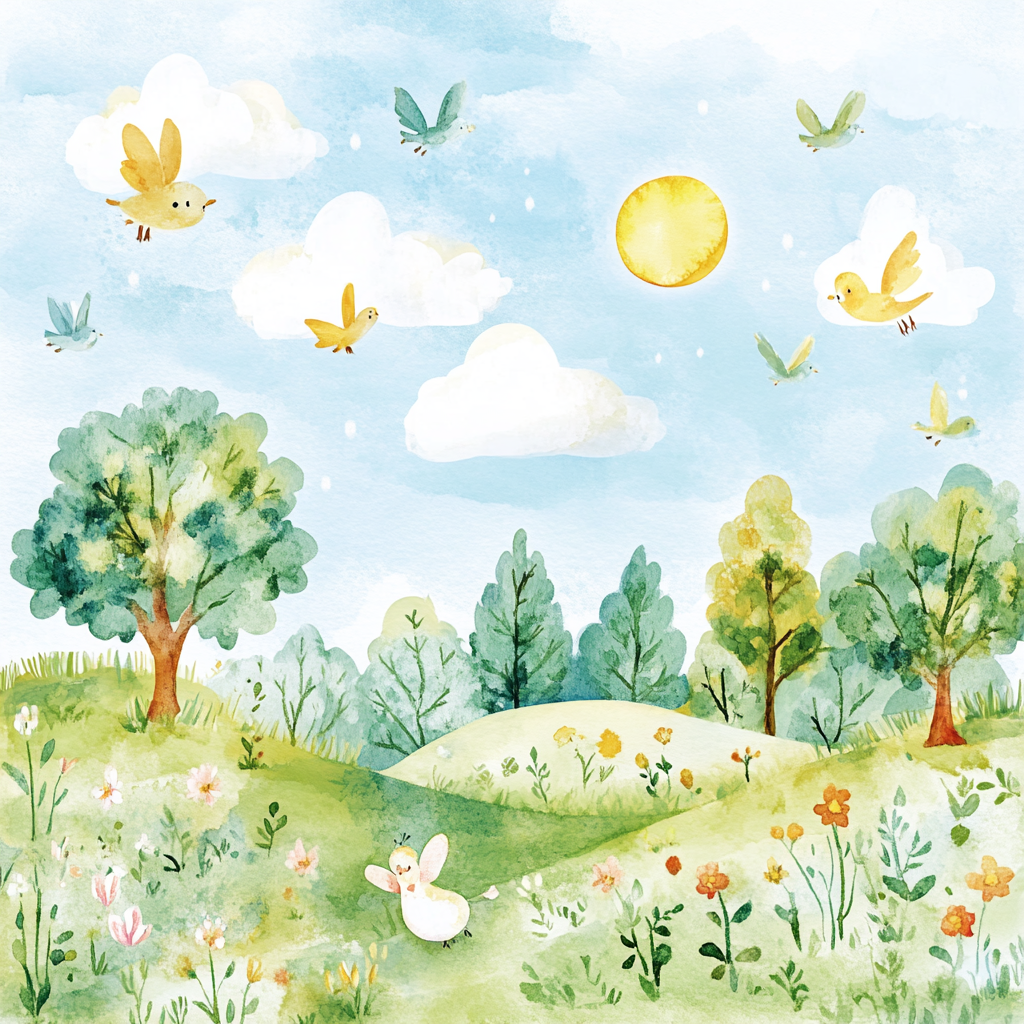 A Detailed Watercolor Sky Like Beatrix Potter's Art