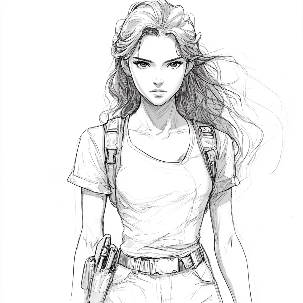 A Determined Young Woman in Manga Style