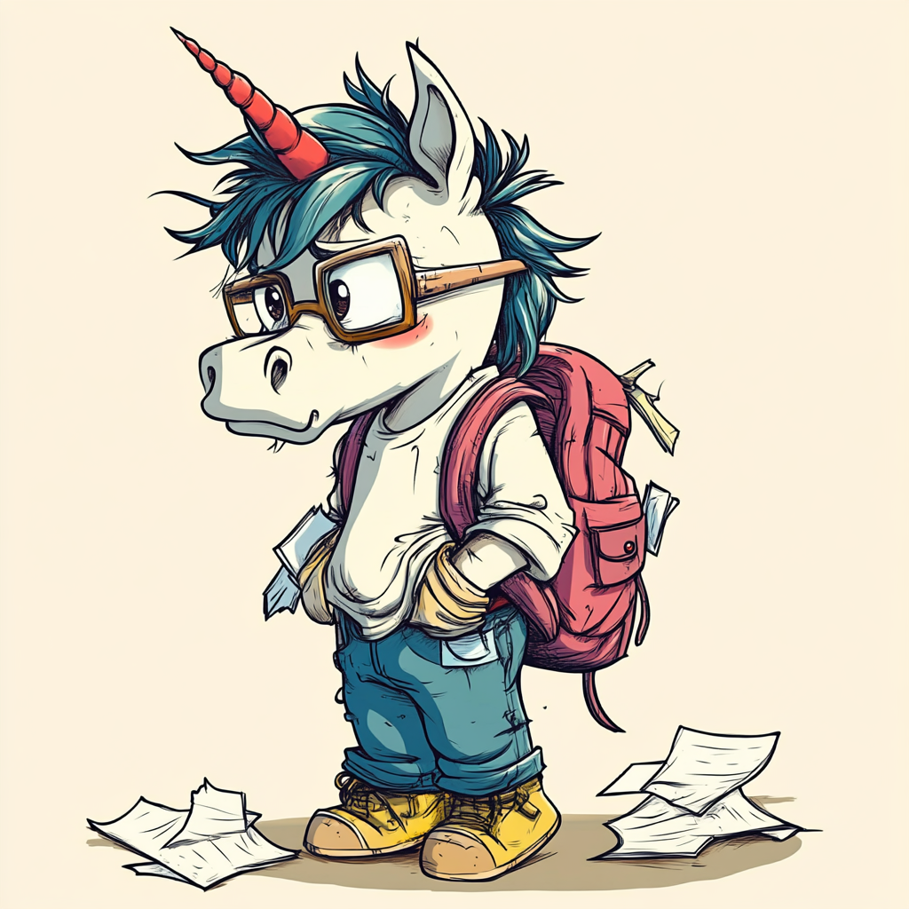 A Disheveled Unicorn Ready for School