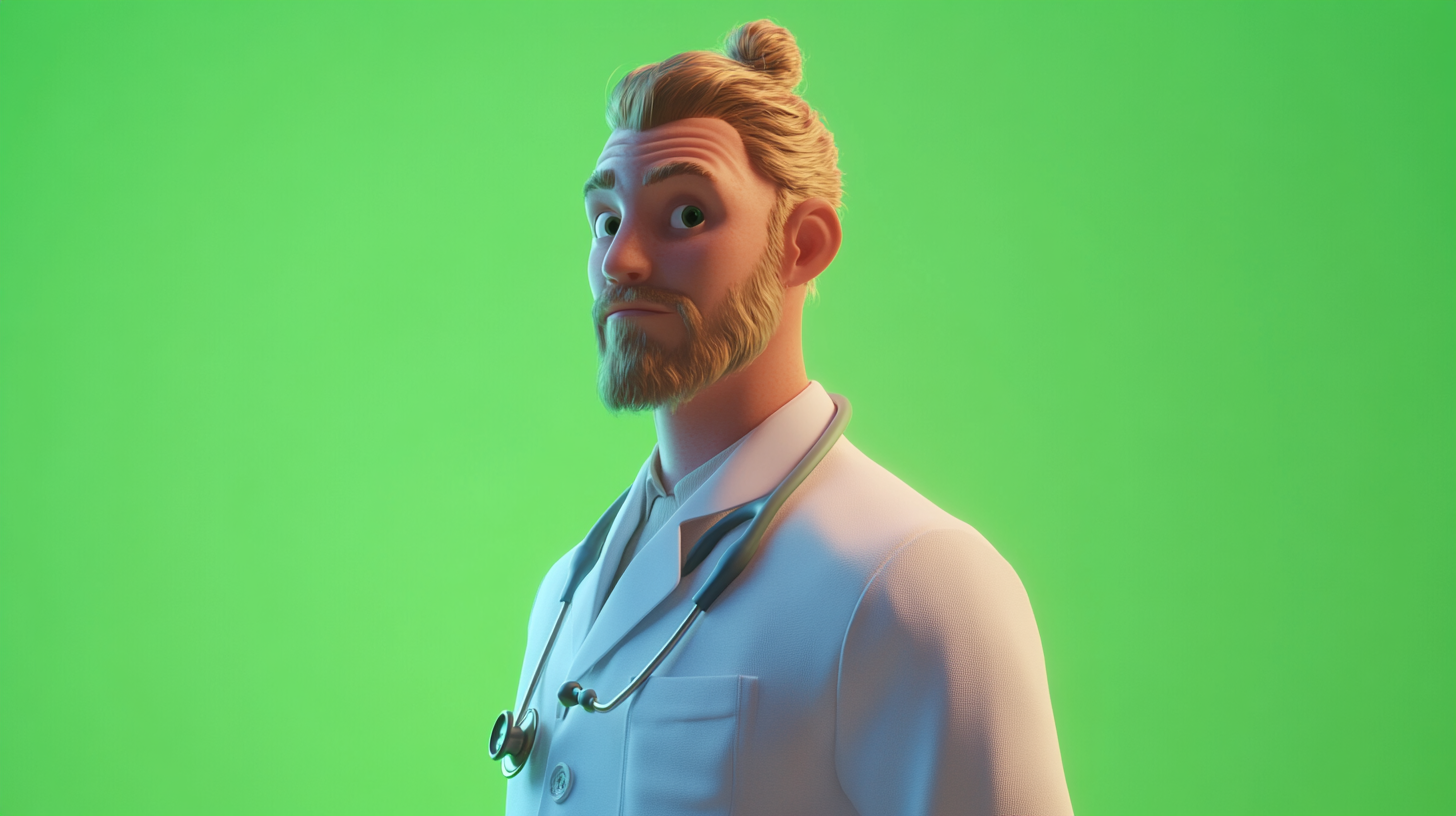 A Doctor with Facial Hair in 3D