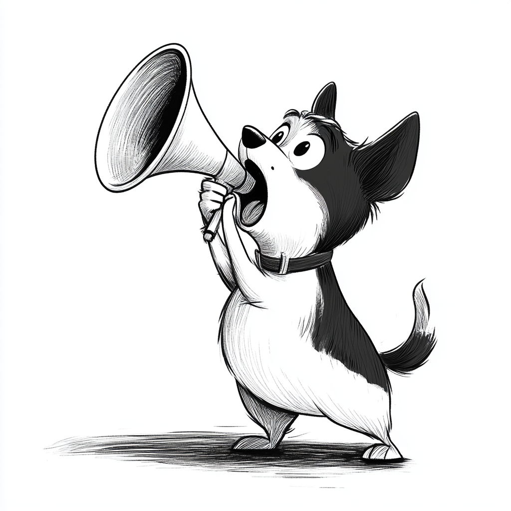 A Dog Giving a Motivational Speech with a Megaphone