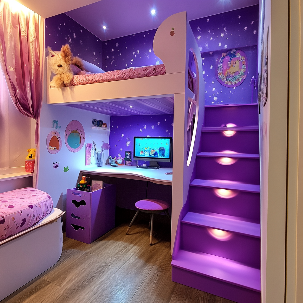 A Dreamy Girl's Purple and Pink Bedroom