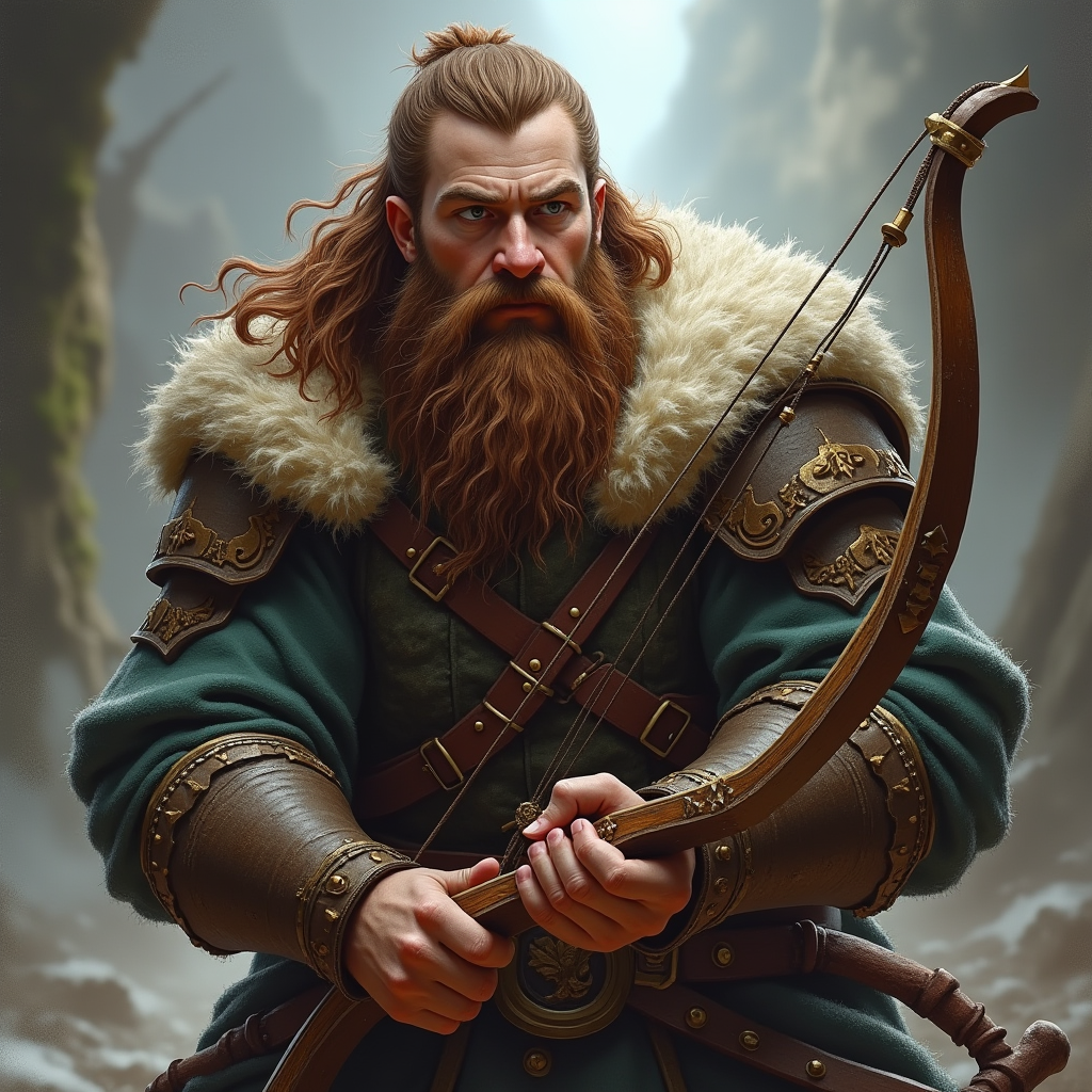 A Dwarf Fighter with Brown Hair and Beard