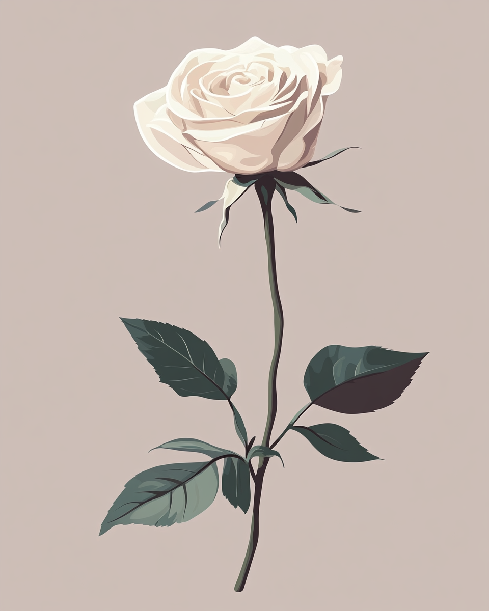 A Elegant White Rose on Muted Gray Background