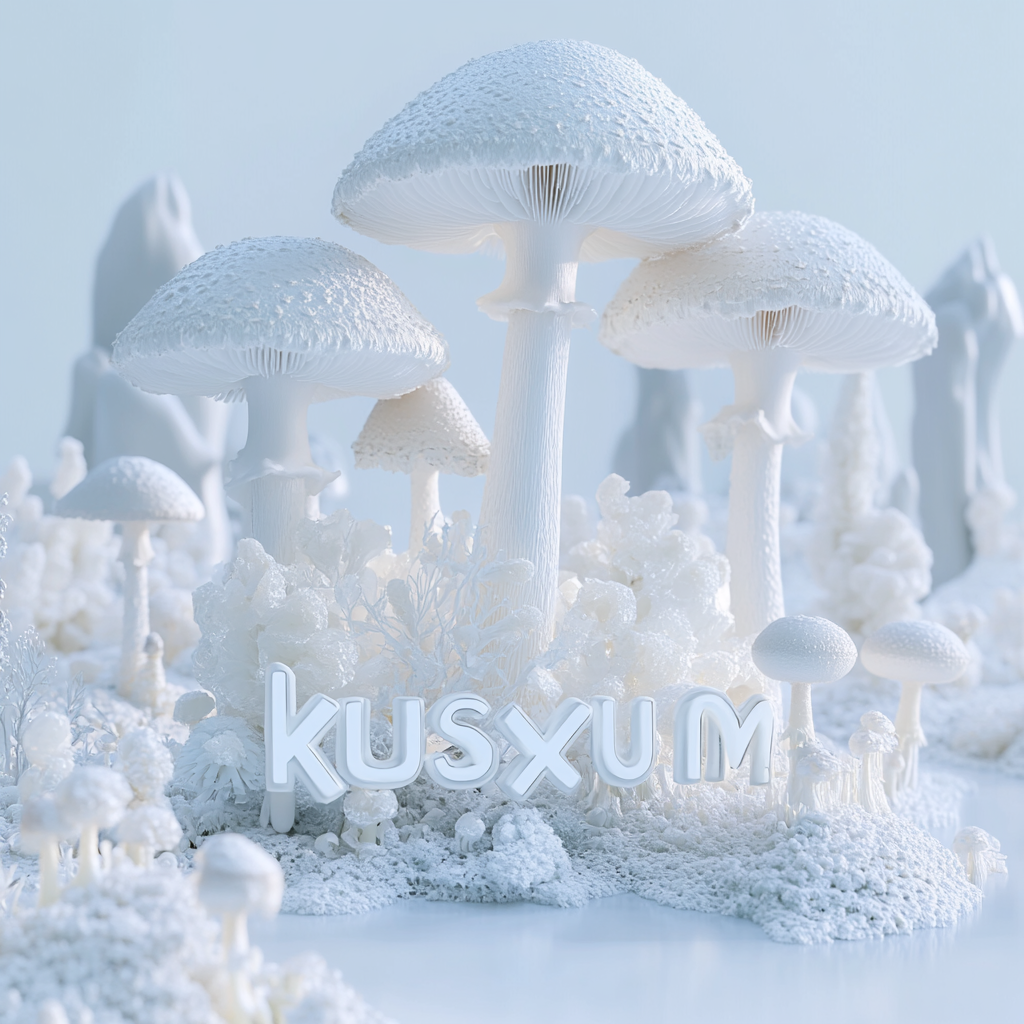 A Ethereal Scene: Albinos Jack Frost Mushrooms Logo