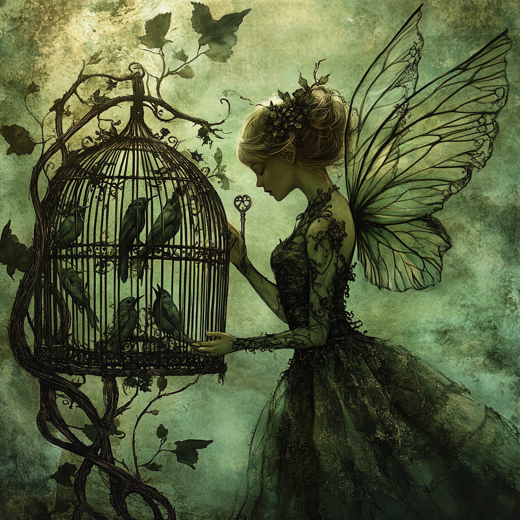 A Fairy Sets Birds Free from Dark Cage