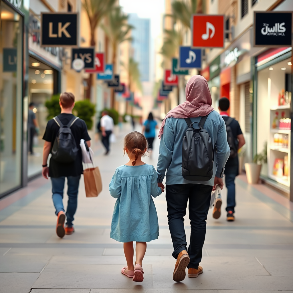 A Family Shopping in Dubai Streets