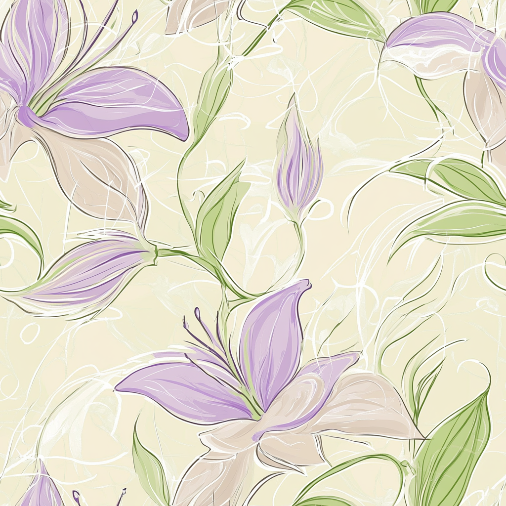 A Fancy Lily and Leaf Pattern in Soft Colors