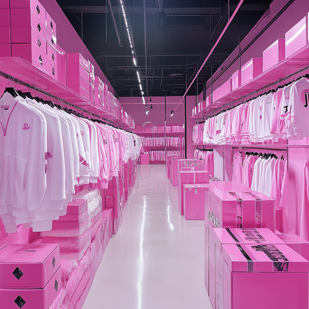 A Fancy Pink Clothing Factory with Diamond Accents