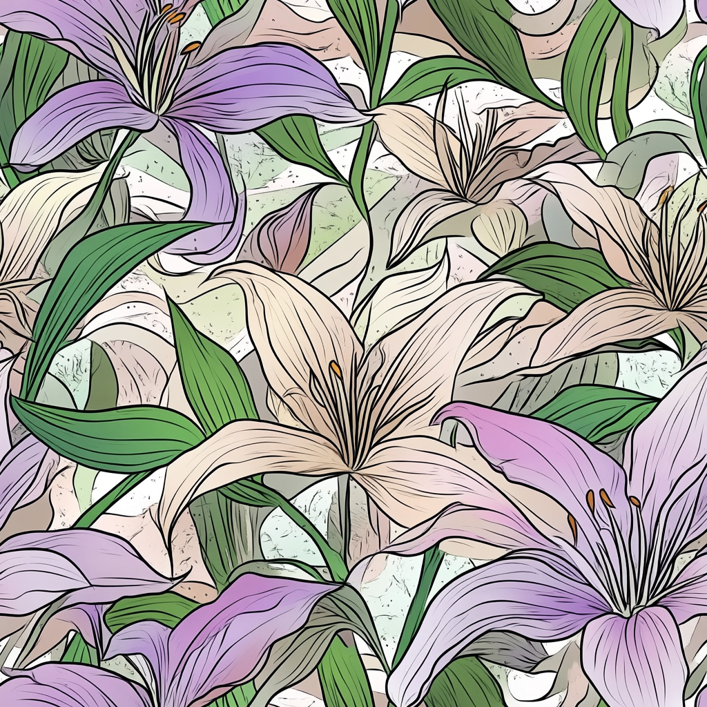 A Fancy Watercolor Lily and Leaf Pattern