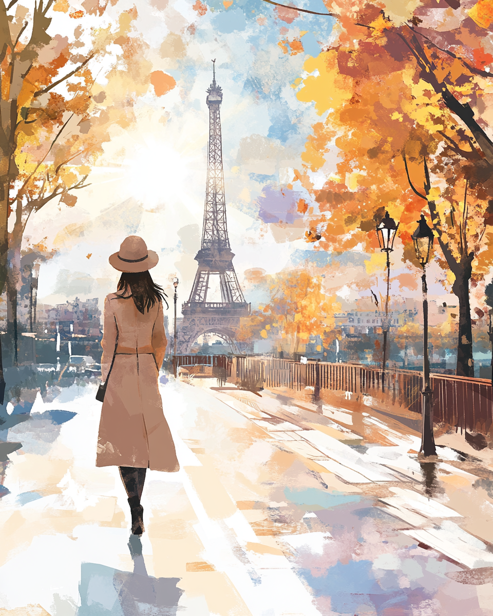 A Fashionable Asian Woman in Paris Poster