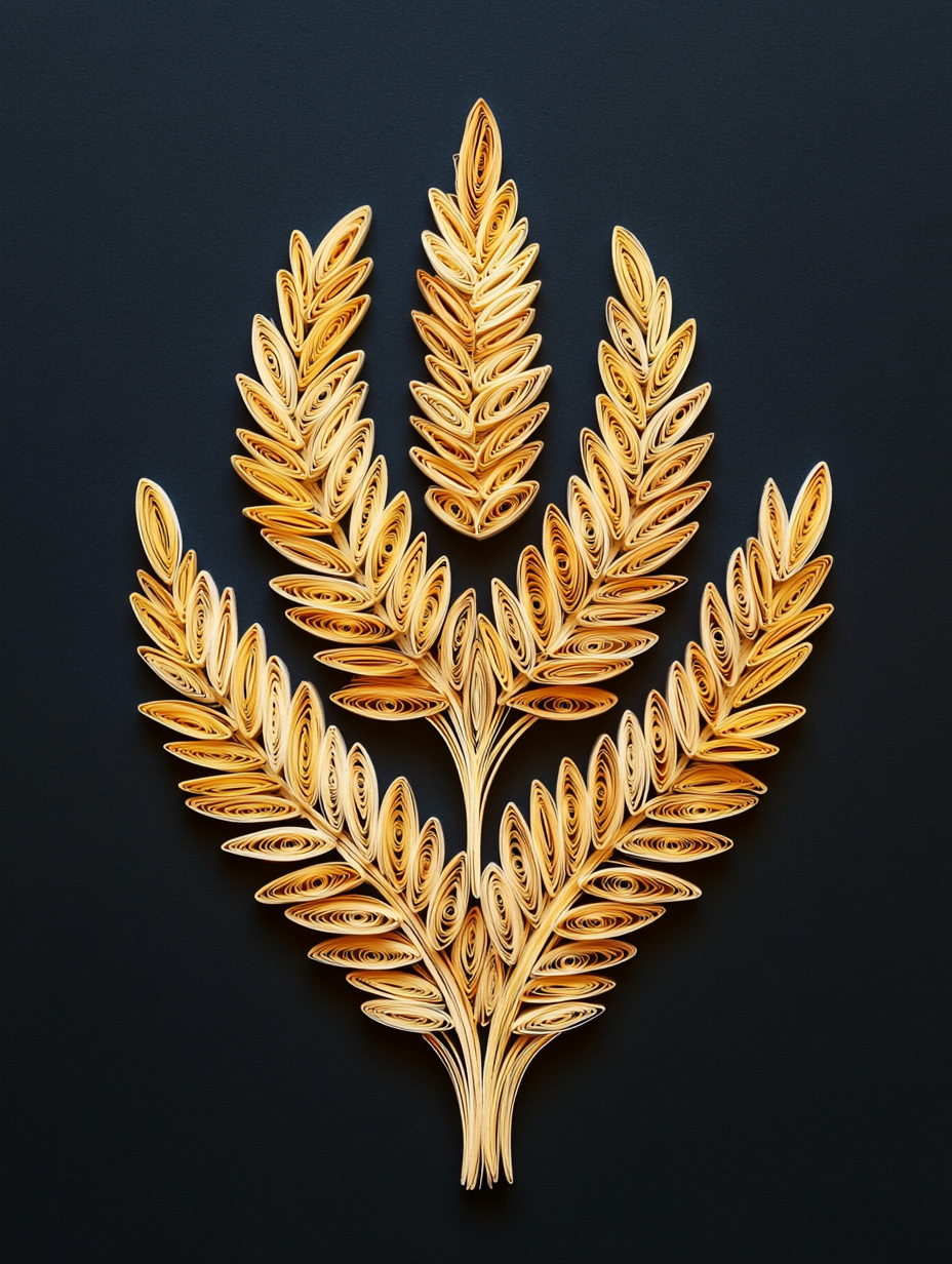 A Feathery Wheat Spike Shaped from Glittery Wheat Patch