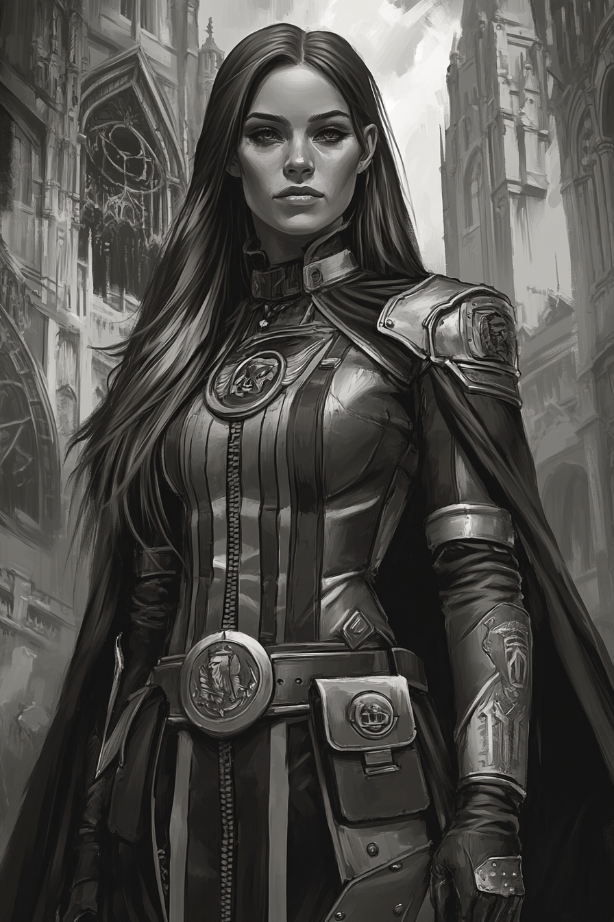 A Female Government Administrator in Grimdark Attire