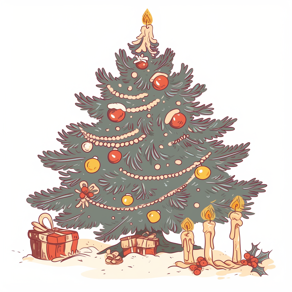 A Festive Christmas Tree with Gifts and Decorations