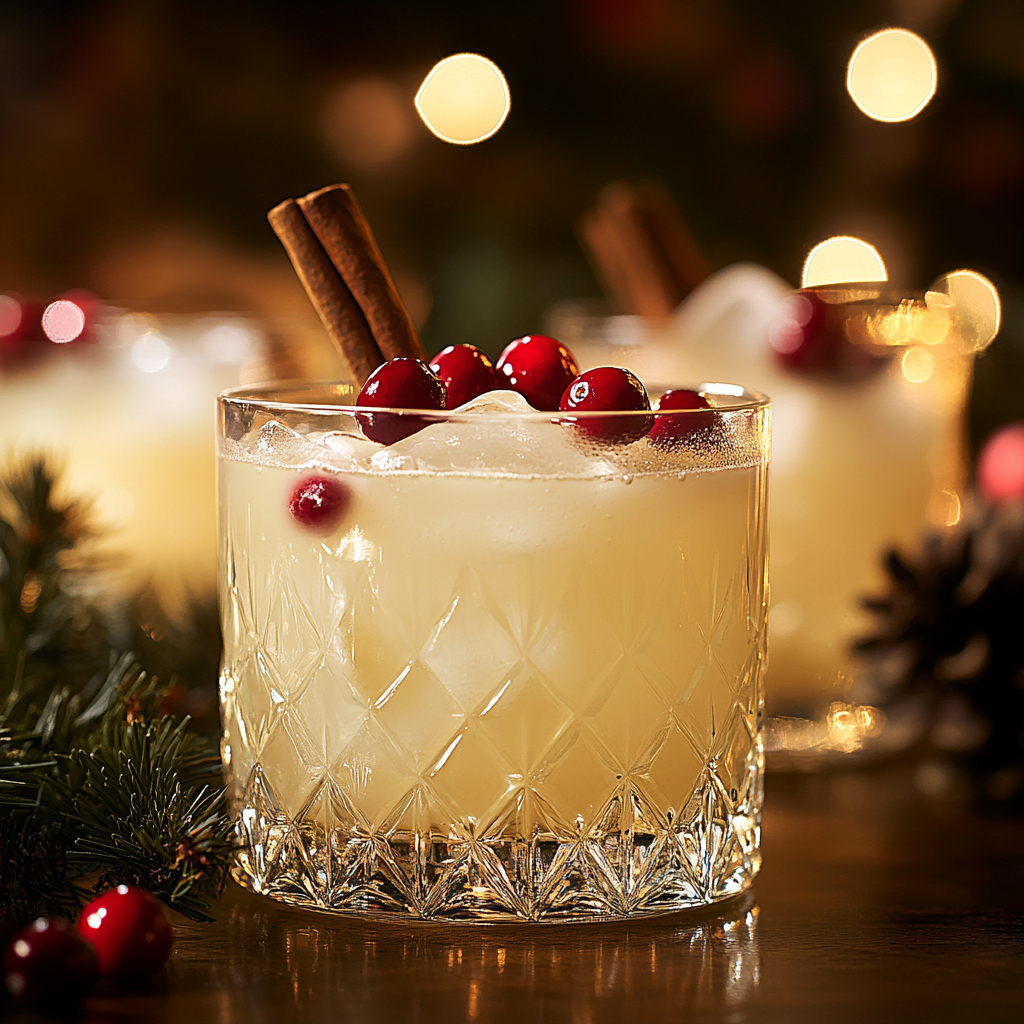 A Festive Holiday Cocktail in Crystal Glass