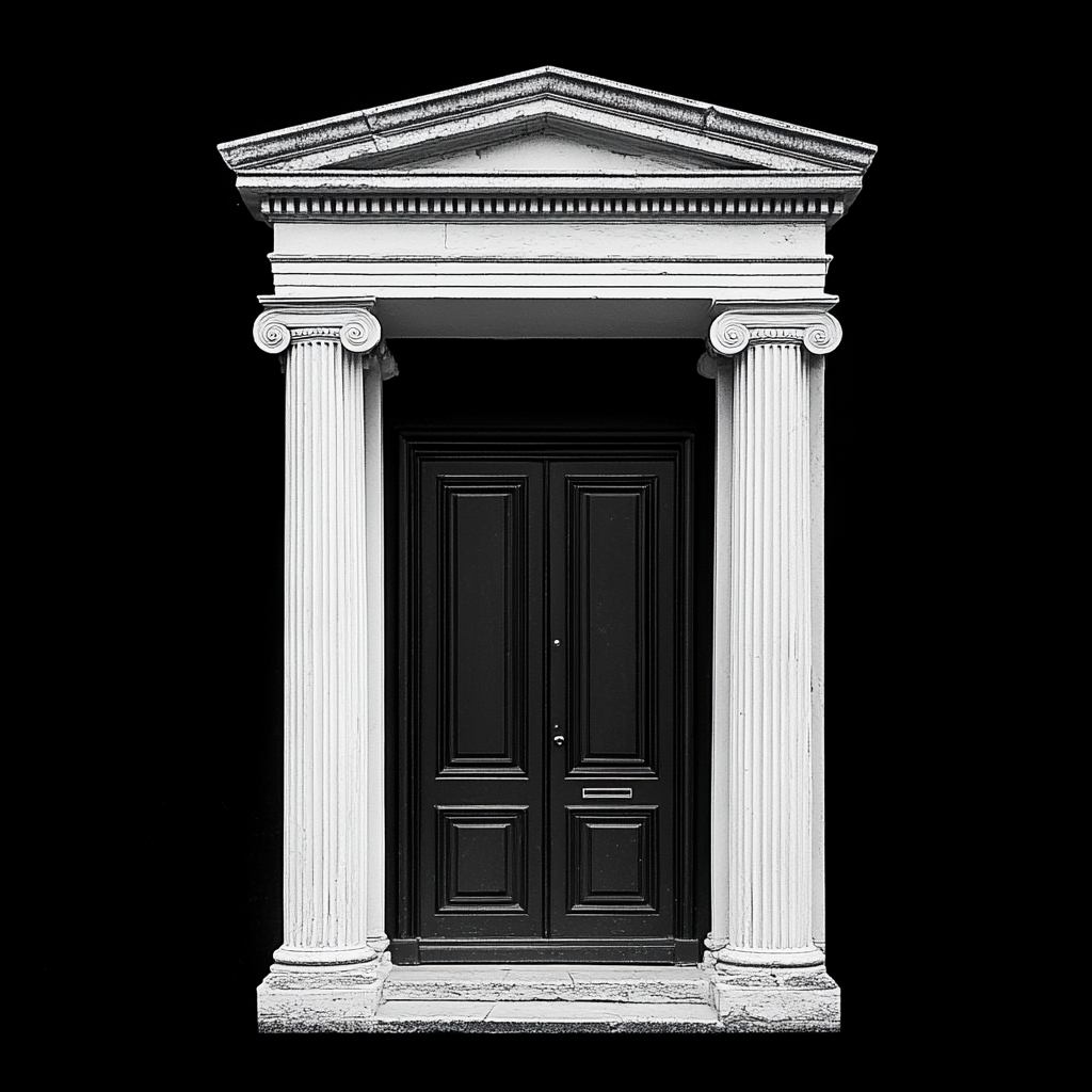 A Finacial Firm's Simple Black and White Doorway