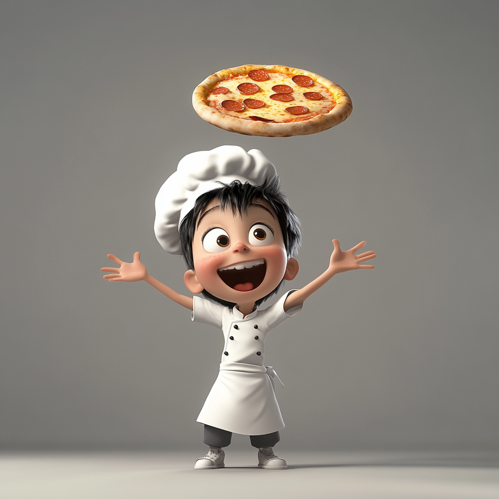 A Five-Year-Old Chef Tossing Pizza Dough, Animated