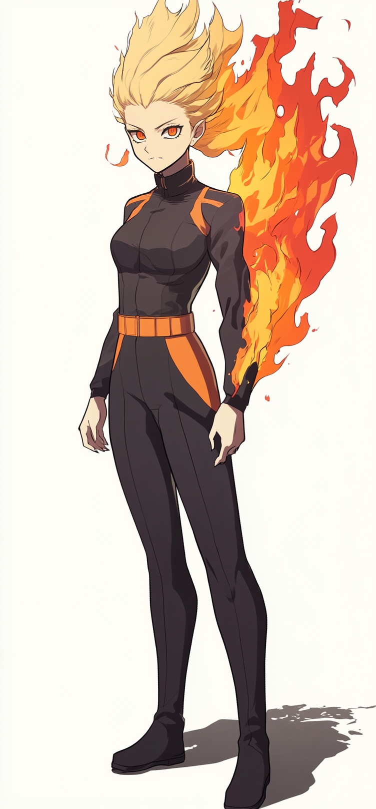 A Flame Power Woman Demon in Horror Style