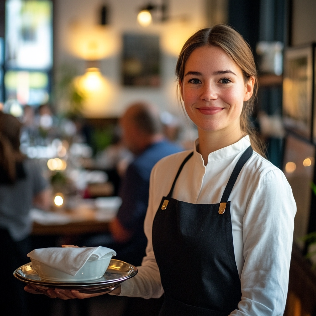 A Friendly Waitress in a Cozy Restaurant