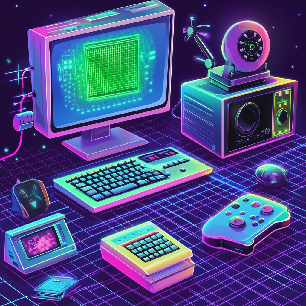 A Fun Retro-Futuristic Tech Room with AI & Games