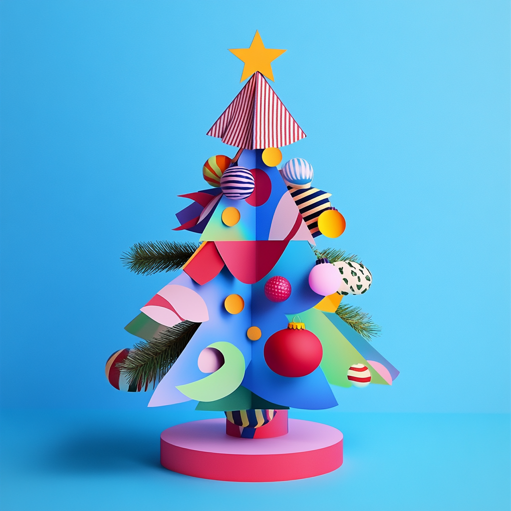 A Funky Christmas Tree in Pop Art Style