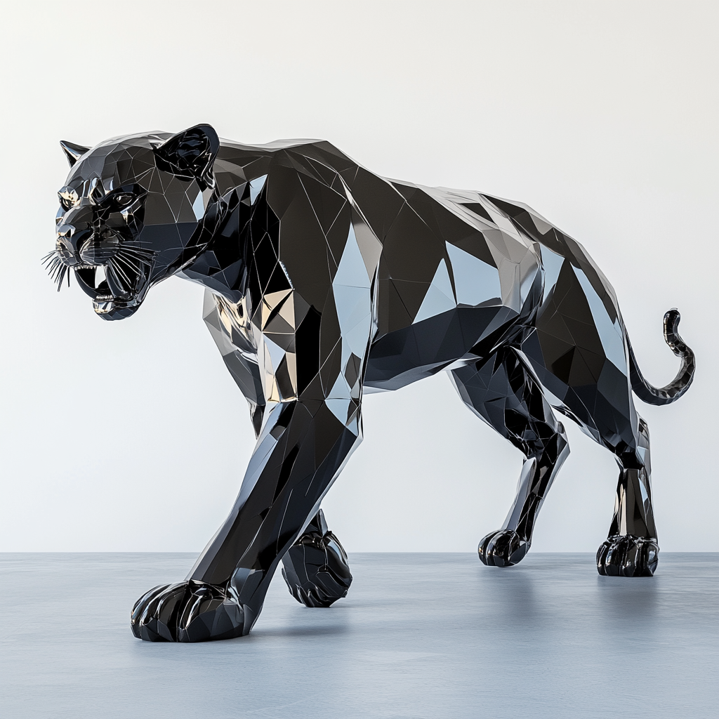 A Futuristic, Minimalistic Panther Sculpture in Decor