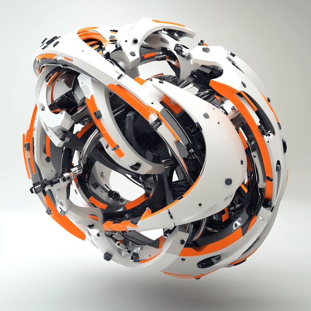 A Futuristic 3D Object in Grayscale with Orange