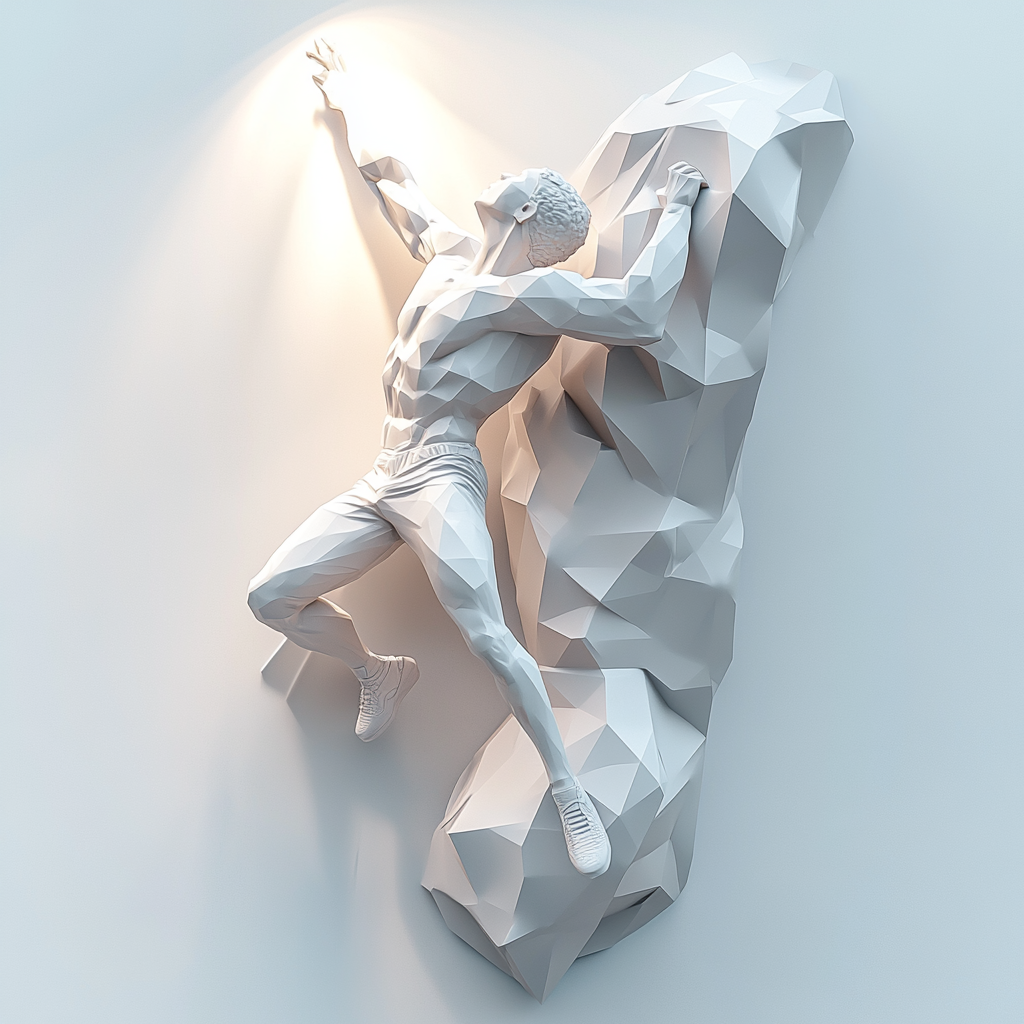 A Futuristic Athletic Man Relief Sculpture on Wall