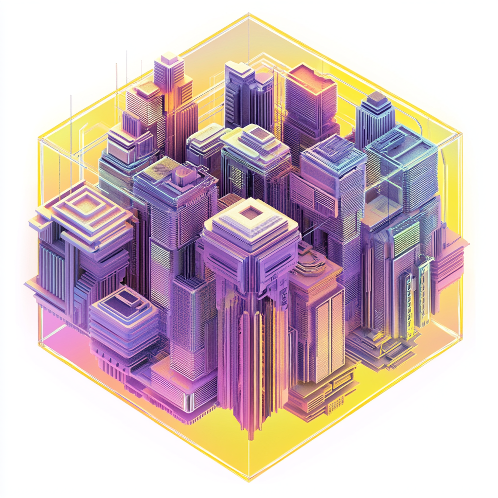 A Futuristic City Inside a Gradient Cube