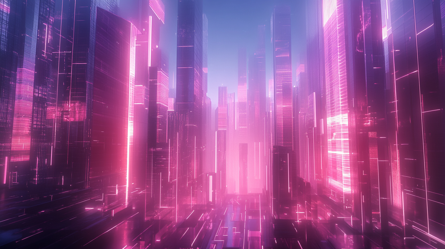 A Futuristic City Powered by Glowing Transformers