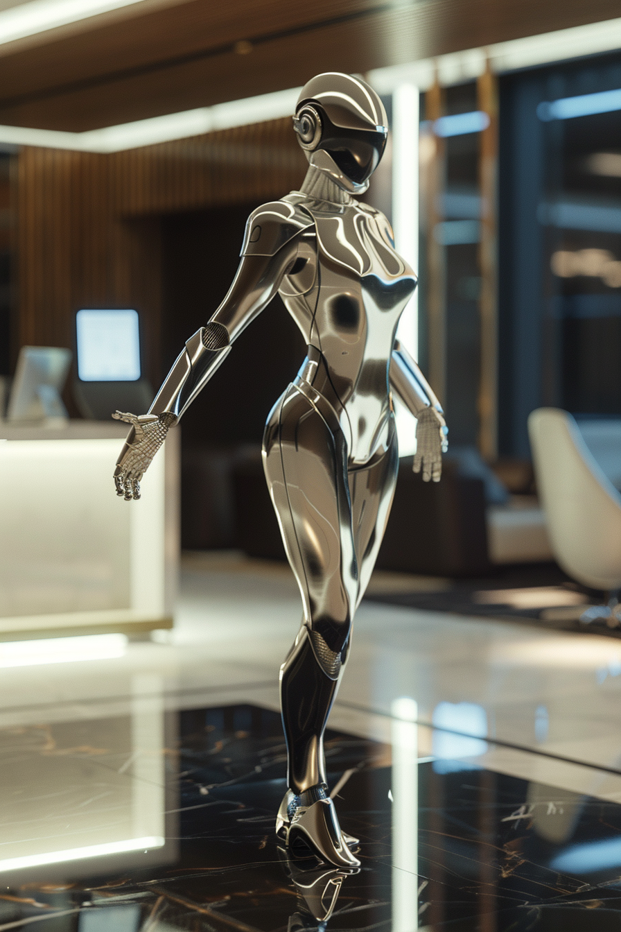 A Futuristic Humanoid AI in Executive Office