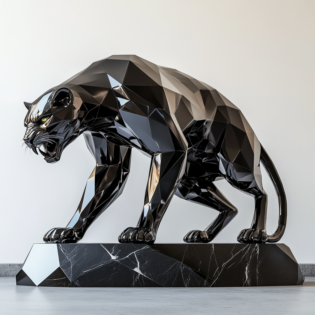 A Futuristic Panther Sculpture in Luxury Decor