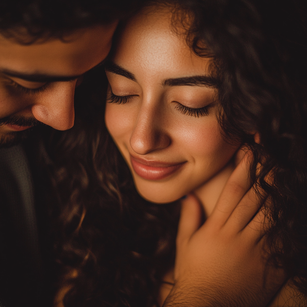 A Gentle Moment Between a Latina Woman and Partner