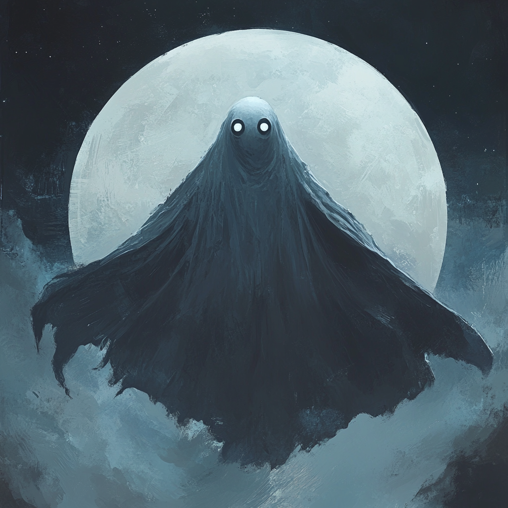 A Ghostly Spectre Flying against the Moonlit Sky