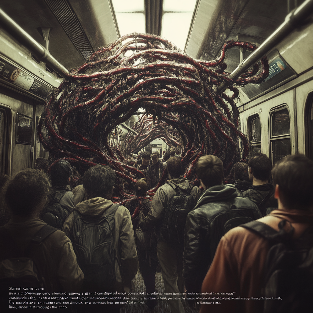 A Giant Centipede Made of Human Bodies