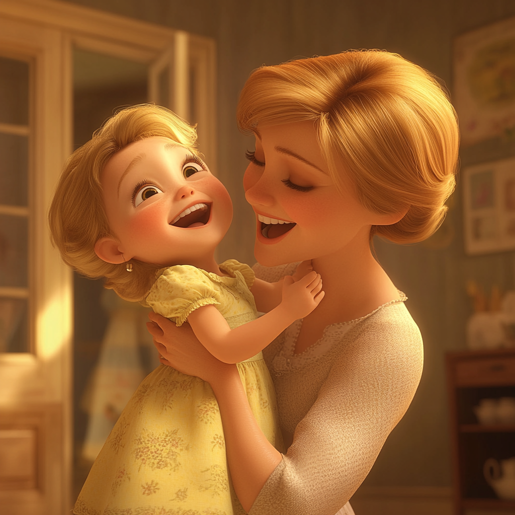 A Girl Laughing with Mom in Elegant Setting