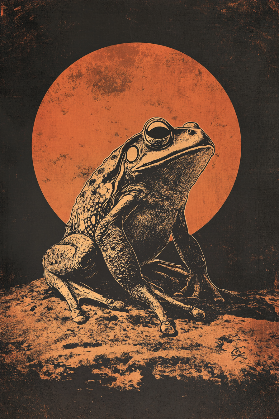 A Glowing, Old Frog on Mars T-Shirt Design