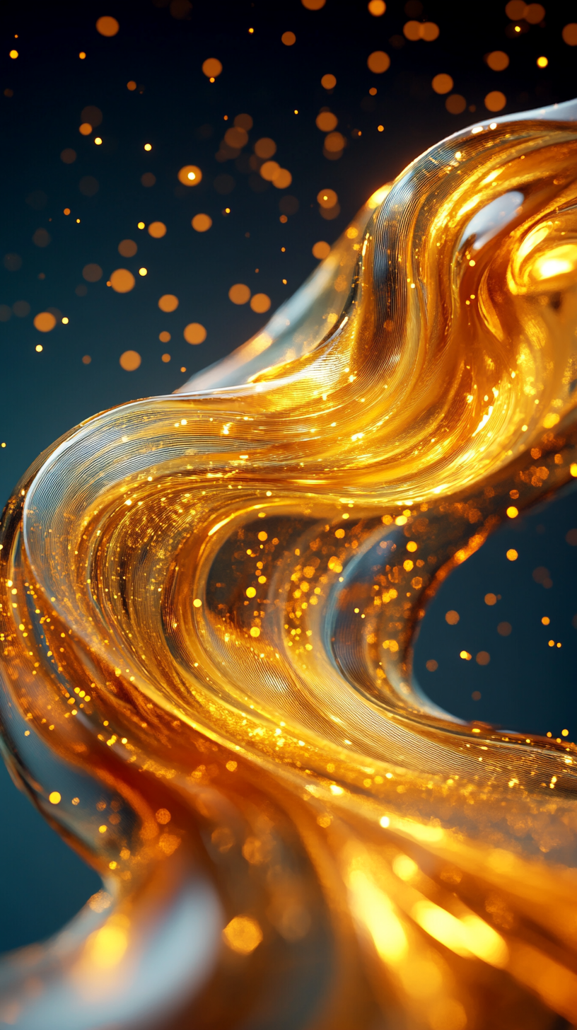 A Golden Oil Spiral on Dark Background