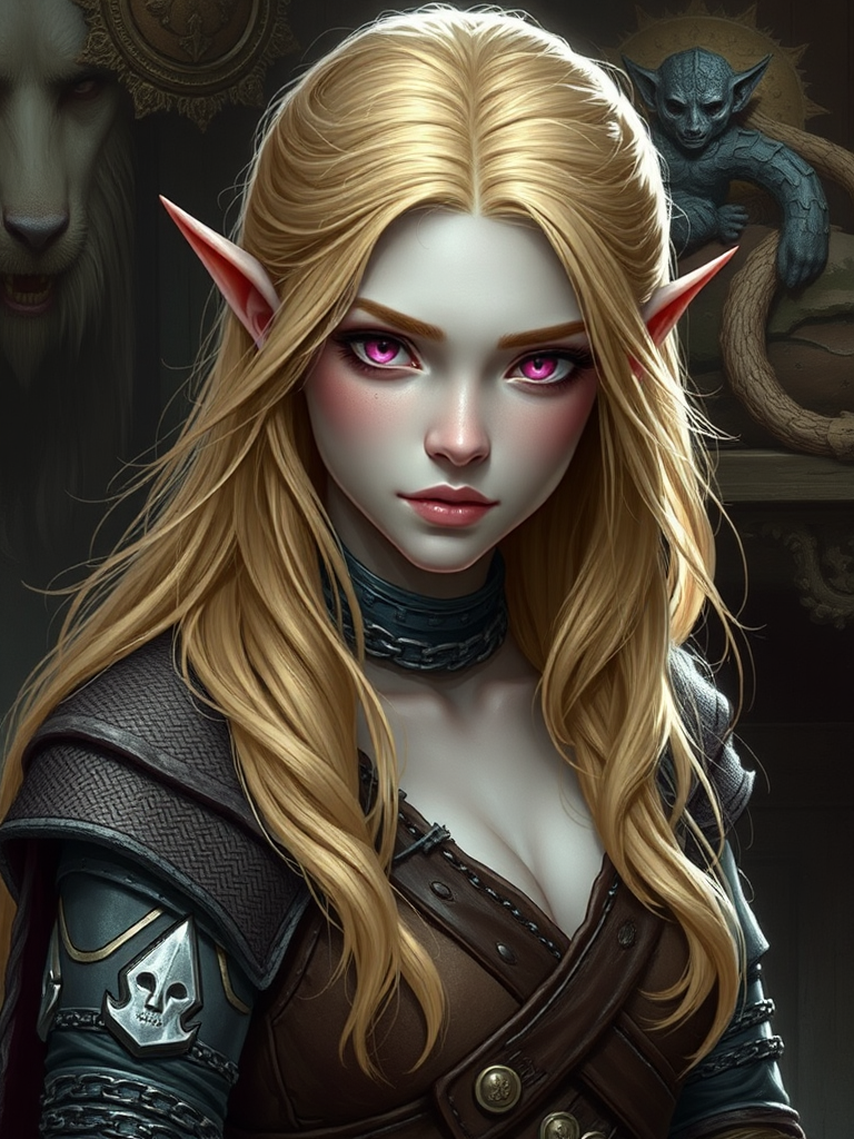 A Half Elf Girl with Silver Skin