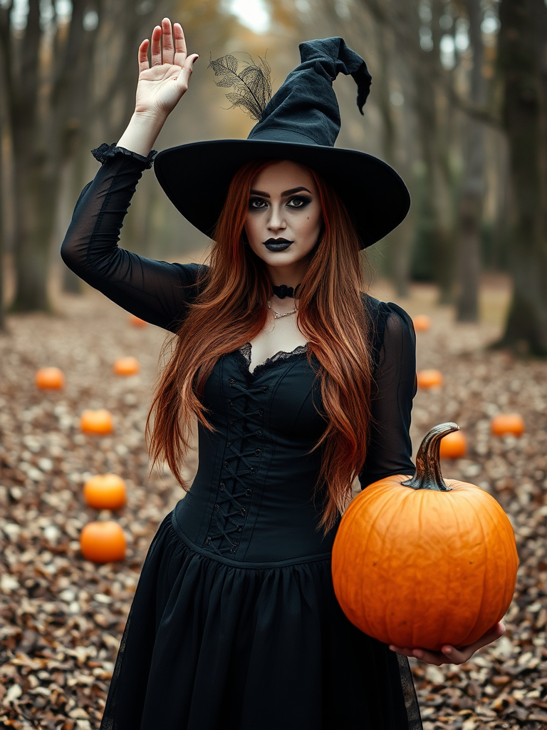 A Halloween Witch in Spooky Woods