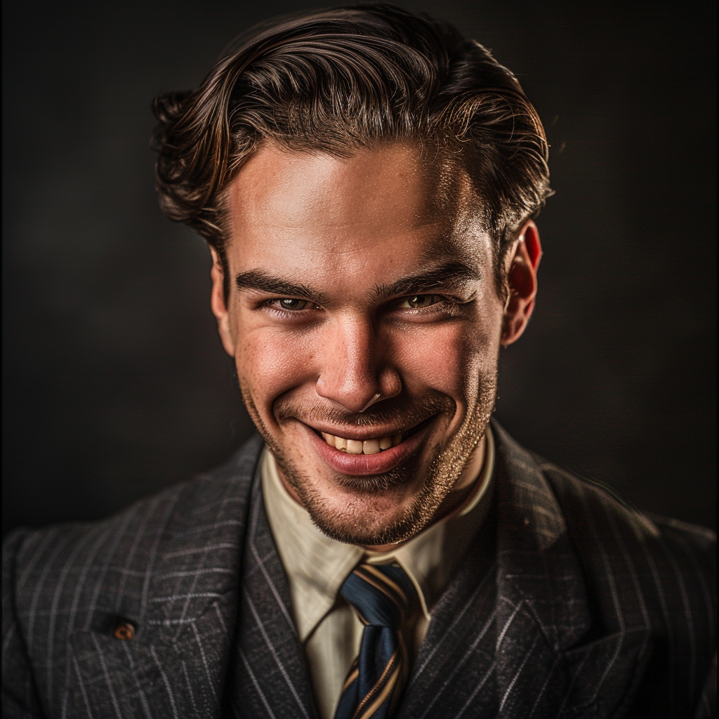 A Handsome Man in 1940s Fashion with Charming Smile