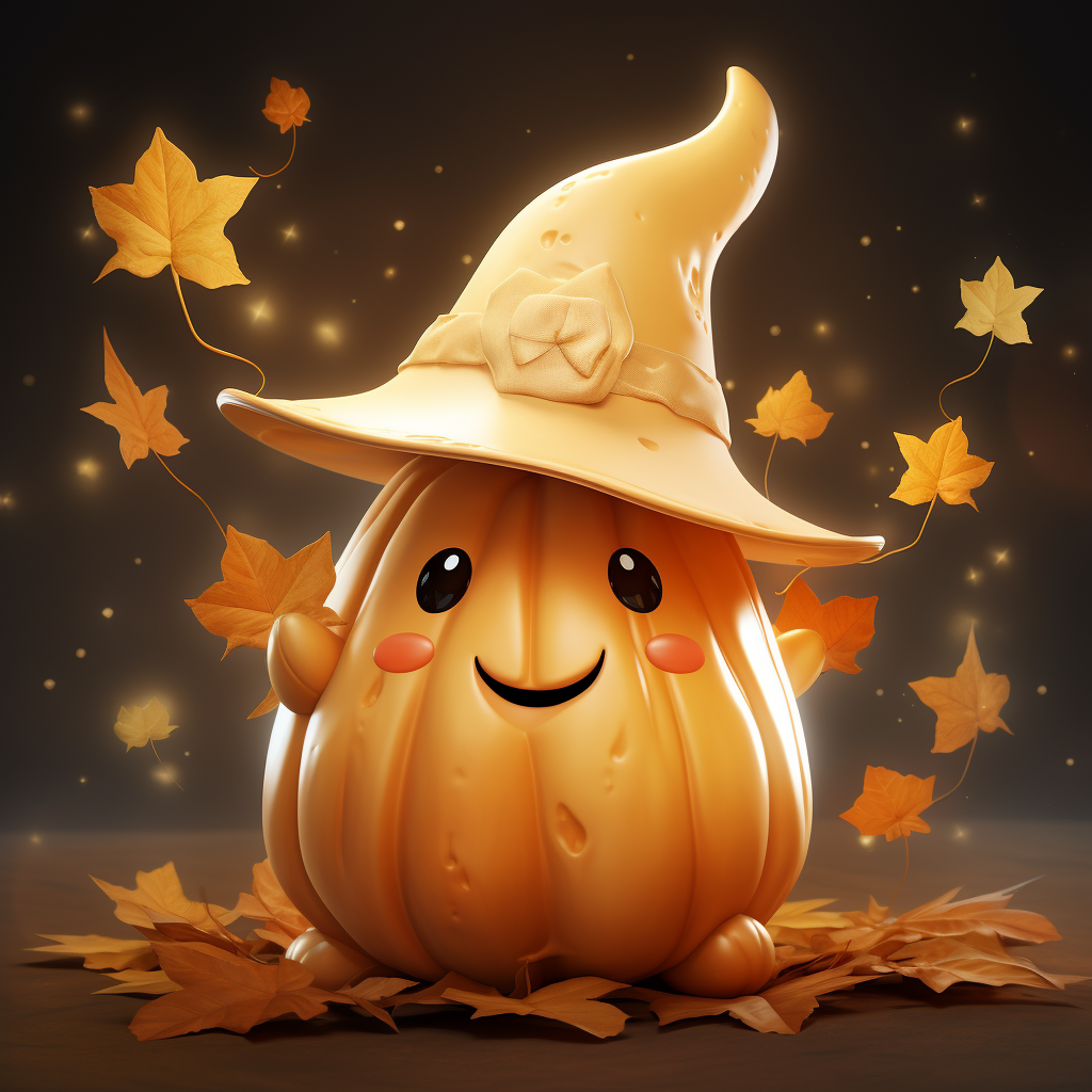 A Handsome Pumpkin with Magic Hat and Wand