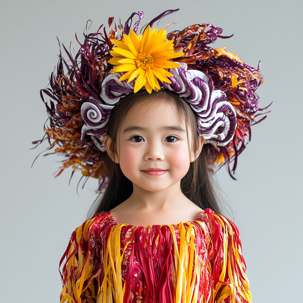 A Happy, Cool Asian Girl in Bright Outfit