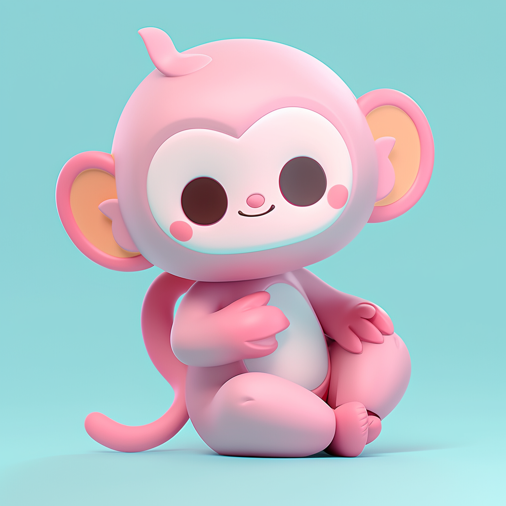 A Happy Baby Monkey Plushie in Dynamic Pose