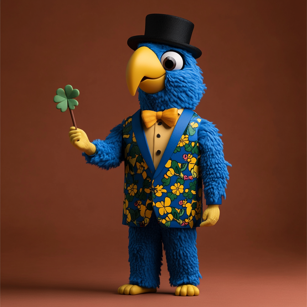 A Happy Blue Macaw in Royal Blue Tuxedo